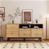 KecDuey Supporto per TV, moderna credenza in legno con tre ante e scaffali, 160 x 35 x 76 cm, facile da montare, design salvaspazio, robusto e affidabile