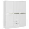 Vente-unique-Armadio 6 ante e 3 cassetti - L180 cm - Bianco - PEROLI