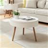 [en.casa] Tavolino Rotondo da Caffè 45 xØ60 cm Tavolo Basso da Salotto con Piano Rotondo Rimovibile e Contenitore Gambe in Bambù per Soggiorno - Bianco