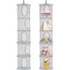 Zyluniy 2 Pezzi Rete Portaoggetti da Appendere, 5 Livelli Organizer da Appendere Pieghevole, Organizzatore Appendito per Peluche, Rete Appenduta per Riporre Giocattoli, Vestiti Piccoli (Grigio)