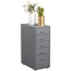 HollyHOME Classificatore mobile con 5 cassetti, mobile con cassetti in metallo,sotto la scrivania Armadietto con ruote per ufficio a casa, grigio