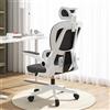 HDHNBA Sedia da Ufficio in Rete,Sedia da Gioco Ergonomica con Schienale Alto,Rotelle e Poggiatesta Regolabile,Braccioli Ribaltabili Comfort per Casa,Camera da Letto,Studio(Nero e Bianco)