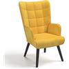 IDMarket - Poltrona scandinava ANIA in velluto giallo