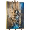 YS Quadro Figura Astratta nella Luce su Tela | Pittura Figurativa Espressiva | Oro Blu Luminoso | 40x60 cm Incorniciato | Soggiorno, Studio, Decor Contemporaneo