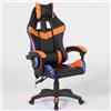 BAKAJI Sedia Gaming Poltrona da Ufficio Direzionale Ruote Girevole Sportiva Racer Direzionale Office Racing Presidenziale Casa Studio Sedia Da Scrivania Uffici Altezza Regolabile (Arancione con Led)