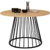 IDMarket - YUNA Tavolo da pranzo rotondo per 6 persone con piano in legno e gamba in filo metallico nero 110 cm