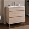 Yellowshop | Mobile Bagno Musa 80 cm - Composizione Completa con Lavabo Ceramica e 2 cassetti con Guida Soft-Close - Finitura Rovere (Mobile con Lavabo)