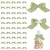 wuyukeji Fiocchi decorativi da regalo, autoadesivi, 50 pezzi, mini nastri di raso, con nastro biadesivo per confezioni regalo, decorazioni di nozze (verde sabbia)