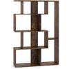 HOMASIS Libreria Scaffale con Forma di S, Libreria Verticale a 6 Cubi in Legno, Mobile Scaffale Moderna con Dispositivo Antiribaltamento da Soggiorno, Studio, 80 x 30 x 119 cm (Marrone)