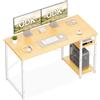 ODK Scrivania Ufficio, 120x48cm Tavolo con Ripiani Reversibili, Scrivania Ufficio con ripiani regolabili in altezza, Scrivania Computer Ideali per la casa e gli Spazi Ridotti, Beige