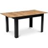MAT-HAUS Furniture and home decor Tavolo da pranzo allungabile 120-160 x 80 cm, tavolo da cucina rettangolare, tavolo da pranzo con ripiano, struttura nera, effetto legno, per cucina, sala da pranzo e soggiorno (rovere artigianato)