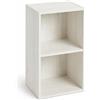 eacommerce Libreria Scaffale con Ripiani Moderna Salvaspazio Design Aperto in Legno Resistente Stabile Antiribaltamento Casa Ufficio (Bianco Nordico, 30x24x54H cm - 2 Ripiani)