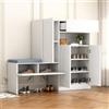 Moimhear Scarpiera 2 in 1 con ante curve, 130 x 35 x 110 cm, porta pieghevole con funzione soft close, regolabile in altezza, scomparti e panca imbottita (bianco)