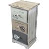 milani home - mobiletto in legno con 3 cassetti, grigio chiaro, stile shabby chic, 29 x 25 x 56 cm