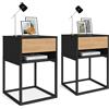 IDMarket - Set di 2 comodini Ernest, 1 cassetto e 1 nicchia, Finitura Nera e faggio