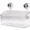 Homeponnew Scatola portaoggetti trasparente con ventosa, per bagno e doccia, montaggio a parete, 292 x 209 x 129 mm, materiale PET, design ventilato, grigio