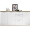 AVANTI TRENDSTORE Vinzaglio - Credenza da soggiorno in legno laminato di colore quercia Artisan/bianco con 3 ante a battente e 3 cassetti. Dimensioni LAP ca. 180x86x38 cm.