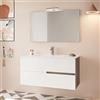 Inbagno Mobile Bagno sospeso 100 cm Rovere Grigio e Bianco in Legno con 2 cassetti Soft-Close, lavabo in Ceramica e Specchio Reversibile 100x60 LED, Eva