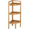 LOLAhome Lola Home Scaffale angolare nordico con 3 ripiani con ripiano marrone in bambù per bagno da 29 x 29 x 85 cm