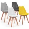 IDMarket - Set di 4 sedie da pranzo grigio scuro, grigio chiaro, bianco e giallo SARA