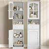 Hzuaneri Mobili da bagno, mobiletto da toilette con ante in vetro, struttura alta con 2 ante e 1 cassetto, ripiani regolabili, adatto a piccoli spazi, soggiorno, 40 x 30 x 170 cm, Bianco SC10003X