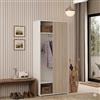 Linea Azzurra Armadio Ante Scorrevoli in Legno con Ripiani e Porta Scarpe Made in Italy Olmo 212x90x43cm per Camera da Letto, Ingresso, Soggiorno Moderno ed Elegante