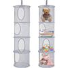 Zyluniy 2 Pezzi Rete Portaoggetti da Appendere, 4 Livelli Organizer da Appendere Pieghevole, Organizzatore Appendito per Peluche, Rete Appenduta per Riporre Giocattoli, Vestiti Piccoli (Grigio)