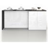 WHOUS Isola Cucina SOLE con 4 Ante, Tavolo da Pranzo e Piano di Lavoro, Ideale per Open Space e Spazi Ridotti, 200x90x90 cm, Bianco Lucido e Report