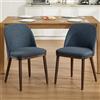 Ya-Home Set di 2 Sedie Sala da Pranzo, Sedia da Cucina di Lino con Schienale, Poltroncine da Pranzo con Gambe in Legno per Sala da Pranzo/Soggiorno/Ristorante, Blu
