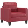 vidaXL Poltrona Rosso Vino 60 cm in Similpelle, divano singolo, divano, divano in similpelle, divani singoli, seduta, poltrona singola