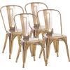 CLP Set 4 Sedie Impilabili Benedikt in Metallo con Schienale, per Ristorazione e Cucina, Sedie Design Robuste, Carico Max 200 kg Colore:oro