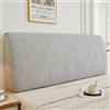 Treer Jacquard Copertura per Testiera, Tinta Unita Copri Fodera per Testiera Elastica, Antipolvere Copritestata Letto Copertura per Letti Singoli e Doppi (Foglia grigio chiaro,180cm)