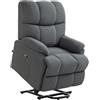 HOMCOM Poltrona Elettrica Alzapersona Reclinabile a 150°, Poltrona Relax Elettrica in Velluto con Connettore USB, Motore, Poggiapiedi e Tasche Laterali per Anziani, Grigio Scuro