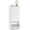 UEV Scarpiera Slim con 3 Ante in Design Marmo, Moderna Scarpiera Salvaspazio per Ingresso, Portascarpe in Legno Stabile con Antiribaltamento, 50 x 23 x 121,5 CM, Bianco