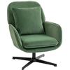 HOMCOM Poltrona da Salotto Girevole 360° con Cuscino Lombare Sfoderabile, Seduta Ampia, Poltroncina Camera da Letto Sedia Moderna Imbottita in Velluto con Braccioli per Soggiorno, 73x83.5x85 cm, Verde
