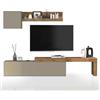 WHOUS Parete Attrezzata CHRONOS per Soggiorno, Mobile Tv Regolabile, Cubo con 1 Anta e Mensola per Salotto in Legno, 190/350x40 cm, Tortora Opaco e Rovere