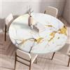 Treer Tovaglia Rotondo Antimacchia, Mollettone Tavolo Rotondo con Bordo Eelastico, 3D Lavabile Copritavolo, Antiscivolo Tovaglia Tonda per Picnic Cucina Casa (110cm,Grigio)