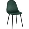 CLP Sedia da Pranzo Imbottita Napier, Sedia da Cucina con Schienale e Struttura in Metallo Nero, Sedia Imbottita Fino a 150 kg, Colore:Verde, Materiale:Velluto