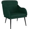 vidaXL Poltrona Verde Scuro 63x76x80 cm Velluto, poltrona relax, poltrona per camera da letto, arredamento camera da letto, poltrona da soggiorno