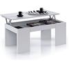 Arreditaly Tavolino da Caffè Con Piano Rialzabile Con Vano Contenitore Alzabile Tavolo da Salotto Moderno Salvaspazio Ideale per Mangiare Lavorare e Organizzare il Soggiorno 100 x 50 x 42 cm (Bianco)