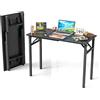 EXSELTMAN Scrivania Pieghevole Salvaspazio, Scrivania Bianca, Scrivania per Computer, 2 Prese CA, 2 Porte USB, Struttura in Metallo, per casa, ufficio, scrittura 100x50x76 cm