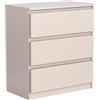 meble masztalerz Cassettiera Camera da Letto con 3 Cassetti - Credenza Soggiorno - Moderna Comò - Cassettiera Alta - Mobiletto con Cassetti - Cashmere 70 x 39 x 78,5 cm
