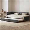 FOERPL Divano Letto Convertibile 90 x 200 cm, Letto Matrimoniale o Singolo Estraibile, Telaio Letto Allungabile, Imbottito in Velluto, Grigio/Beige