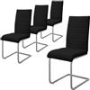 ML DESIGN modern living ML-Design Set di 4 Sedie a Sbalzo per Sala da Pranzo Imbottite in Pelle Finta Nero con Telaio in Metallo Argento con Schienale Alto da Cucina Salotto Soggiorno Design Moderno ed Ergonomico