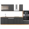 Vicco Cucina componibile Fame-Line, Antracite Country House/oro Kraft Oak, 300 cm con armadio alto, PL Rovere, per l'espansione personalizzata tramite moduli aggiuntivi compatibili