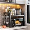 Esenlong Scaffale espandibile per forno a microonde, supporto per mensola per microonde, mensola organizer per bancone da cucina, scaffale per pentole e padelle, ripiani regolabili per microonde in