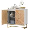 KOMFOTTEU Armadio a buffet a 2 ante in legno con gambe in metallo e protezione antiribaltamento, credenza indipendente per sala da pranzo, soggiorno, ingresso (bianco)