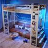 Huayz Letto a soppalco in metallo, 90 x 200 cm, con striscia LED, funzione di ricarica USB, letto singolo, telaio in ferro e cassetti, per bambini e ragazzi, letto a castello, senza materasso