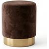 INTRECCI Pouf Cilindro in Velluto con Base Oro Elegante | Sgabello Poggiapiedi Imbottito per Salotto e Camera da Letto | Poltroncina Rotonda, Design Moderno | Ø 32 x H 40 cm - Colore: Testa di Moro