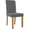CLP Sedia da Pranzo Imbottita con Schienale INA, Sedia da Cucina con Rivestimento in Corda, Robusta Struttura in Legno, Colore:Grigio, Colore del Telaio:Antico Chiaro